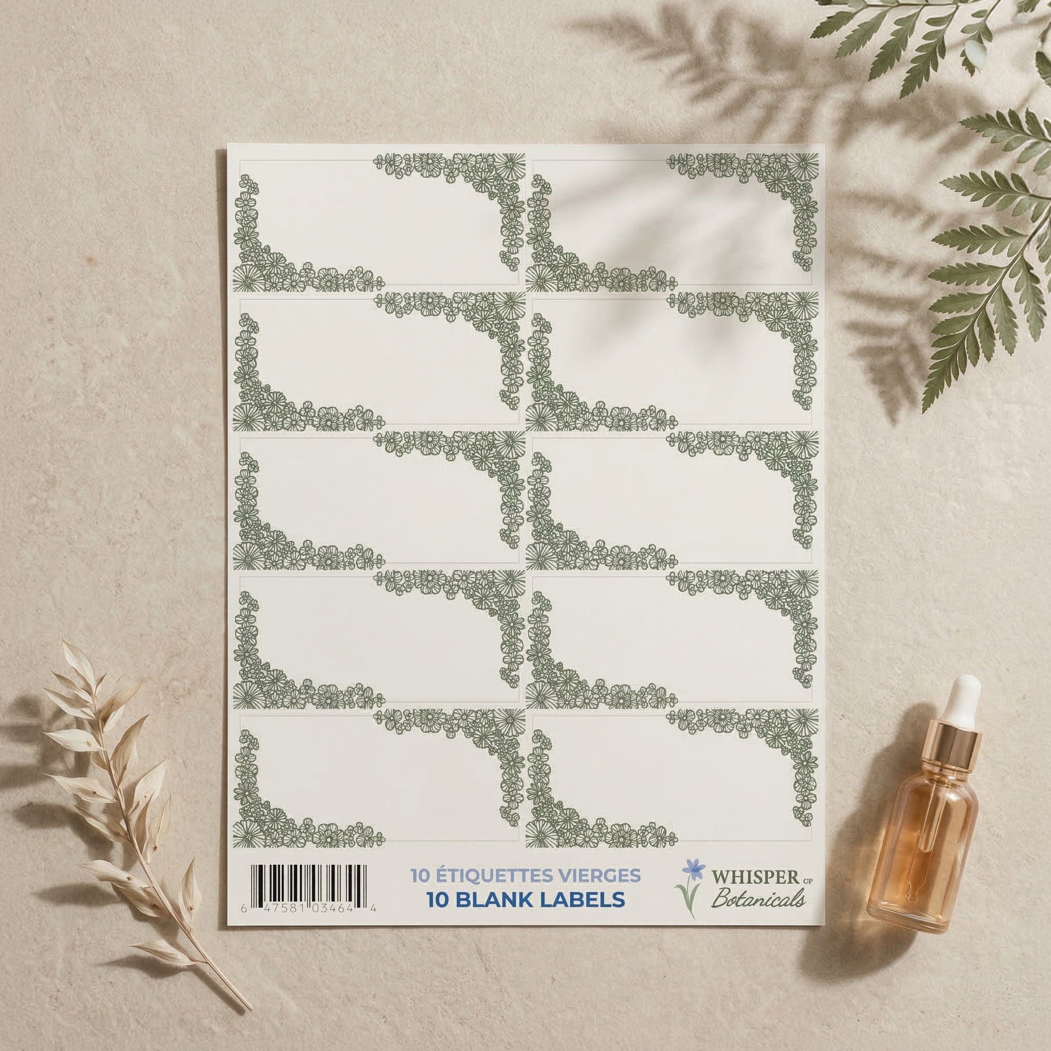 Whisper of Botanicals - 10 Blank Labels